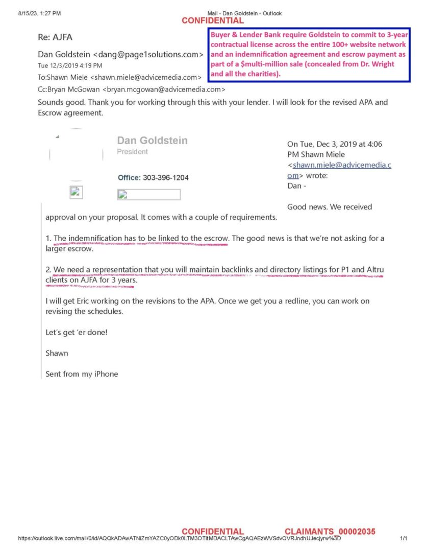 email Goldstein-Miele manipulate sale docs (12.3.2019, pt3)